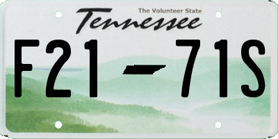 TN license plate F2171S