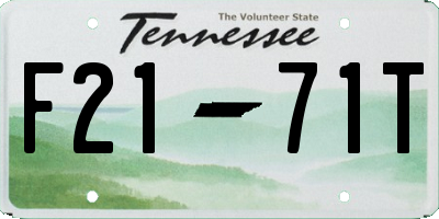TN license plate F2171T
