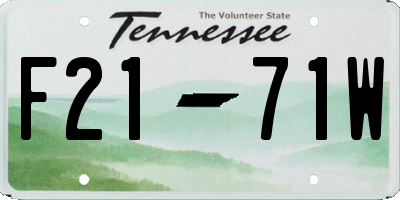TN license plate F2171W