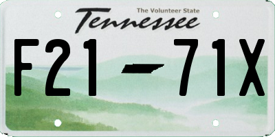 TN license plate F2171X