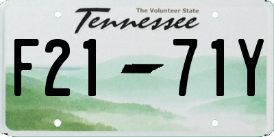 TN license plate F2171Y