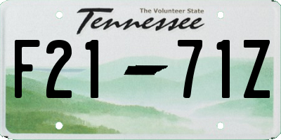 TN license plate F2171Z