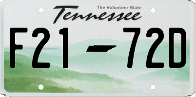 TN license plate F2172D