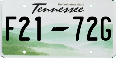 TN license plate F2172G