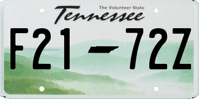 TN license plate F2172Z