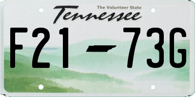TN license plate F2173G