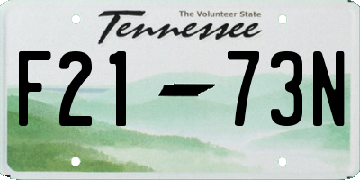 TN license plate F2173N