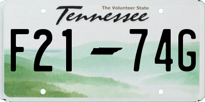 TN license plate F2174G