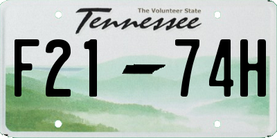 TN license plate F2174H
