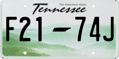 TN license plate F2174J
