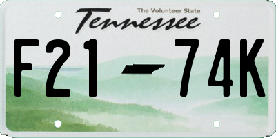 TN license plate F2174K