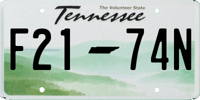 TN license plate F2174N