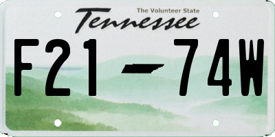 TN license plate F2174W
