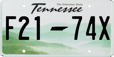 TN license plate F2174X