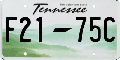 TN license plate F2175C