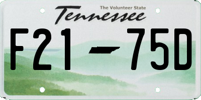 TN license plate F2175D