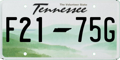TN license plate F2175G