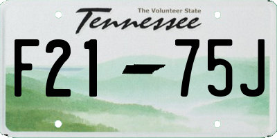 TN license plate F2175J