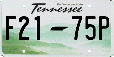 TN license plate F2175P