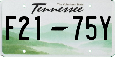 TN license plate F2175Y