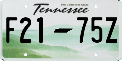 TN license plate F2175Z