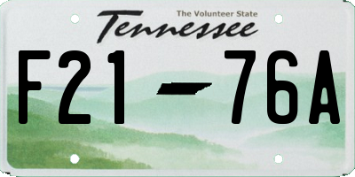 TN license plate F2176A