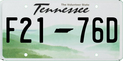 TN license plate F2176D