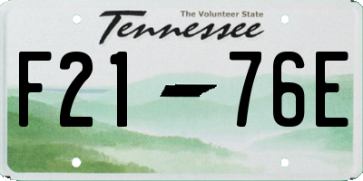 TN license plate F2176E