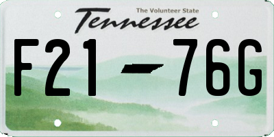 TN license plate F2176G