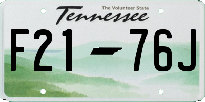 TN license plate F2176J