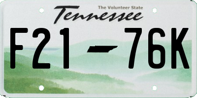 TN license plate F2176K