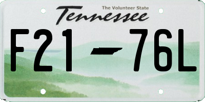 TN license plate F2176L