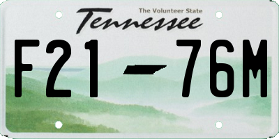 TN license plate F2176M