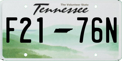 TN license plate F2176N