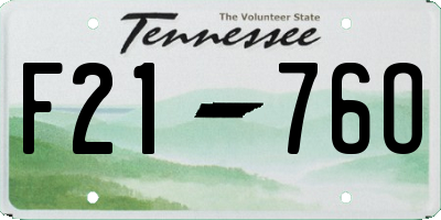 TN license plate F2176O