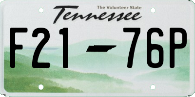 TN license plate F2176P