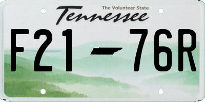 TN license plate F2176R
