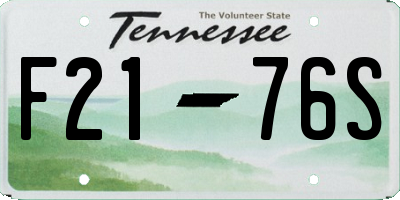TN license plate F2176S