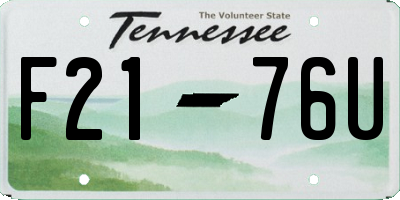 TN license plate F2176U