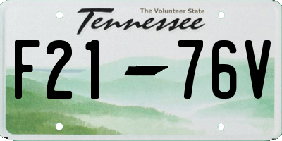 TN license plate F2176V