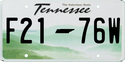 TN license plate F2176W