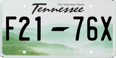TN license plate F2176X