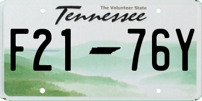 TN license plate F2176Y