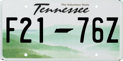 TN license plate F2176Z