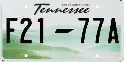TN license plate F2177A