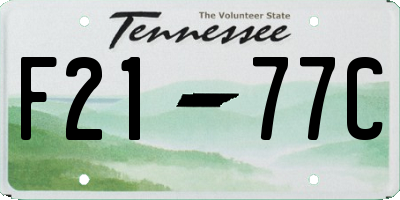 TN license plate F2177C