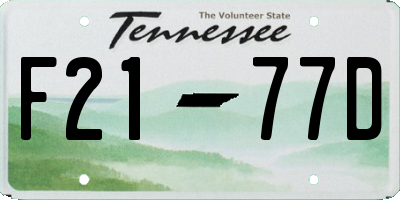 TN license plate F2177D
