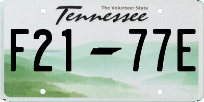 TN license plate F2177E