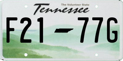 TN license plate F2177G