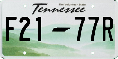 TN license plate F2177R